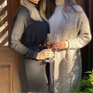 Theory Black Longsleeve High neck dress